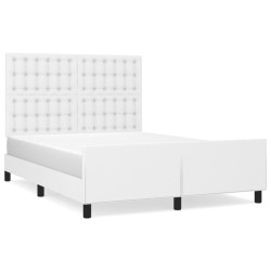 vidaXL Bettgestell mit Kopfteil Weiß 140x190 cm Kunstleder
