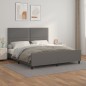 vidaXL Bettgestell mit Kopfteil Grau 180x200 cm Kunstleder vidaXL Bettgestell mit Kopfteil Grau 180x200 cm Kunstleder