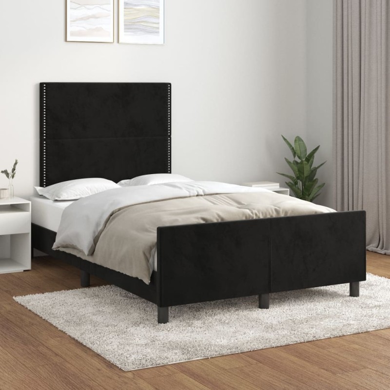 vidaXL Bettgestell mit Kopfteil Schwarz 120x200 cm Samt vidaXL Bettgestell mit Kopfteil Schwarz 120x200 cm Samt
