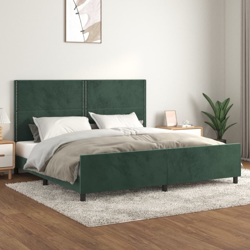 vidaXL Bettgestell mit Kopfteil Dunkelgrün 200x200 cm Samt vidaXL Bettgestell mit Kopfteil Dunkelgrün 200x200 cm Samt