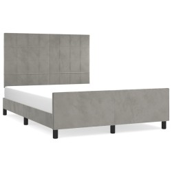 vidaXL Bettgestell mit Kopfteil Hellgrau 140x200 cm Samt