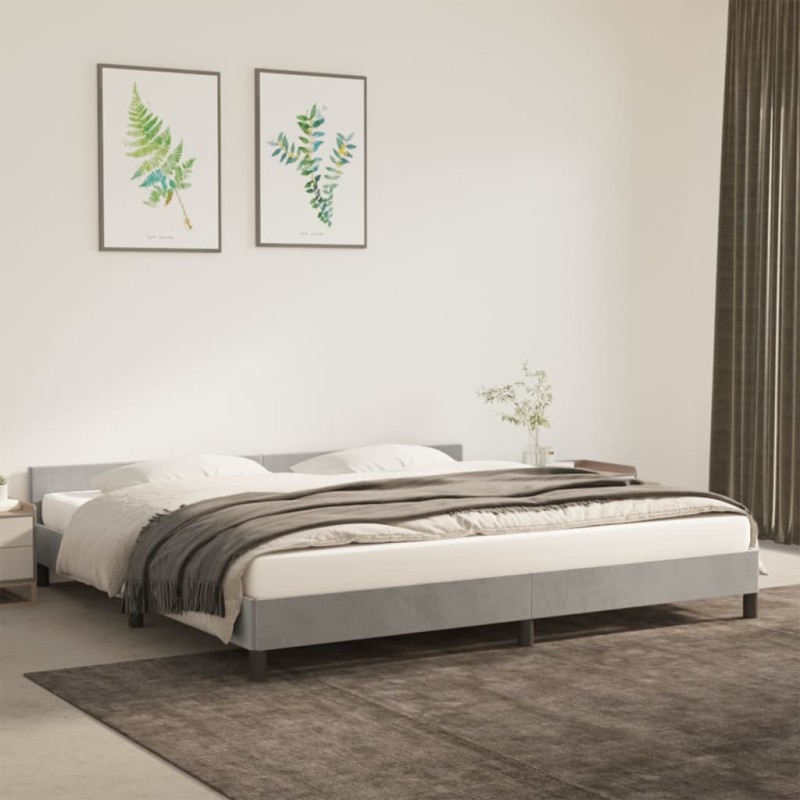 vidaXL Bettgestell mit Kopfteil Hellgrau 200x200 cm Samt vidaXL Bettgestell mit Kopfteil Hellgrau 200x200 cm Samt