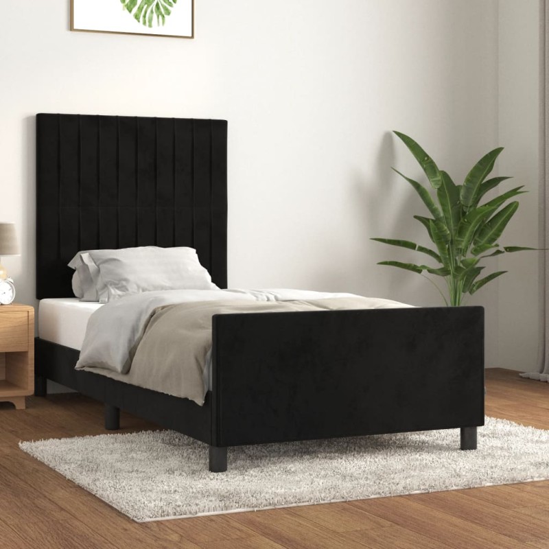 vidaXL Bettgestell mit Kopfteil Schwarz 90x190 cm Samt vidaXL Bettgestell mit Kopfteil Schwarz 90x190 cm Samt
