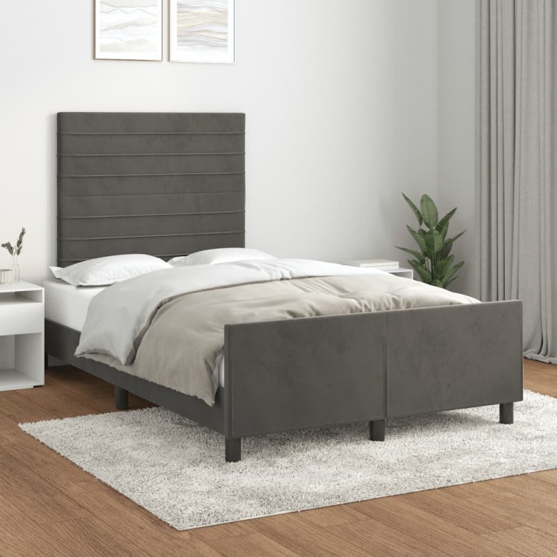 vidaXL Bettgestell mit Kopfteil Dunkelgrau 120x200 cm Samt vidaXL Bettgestell mit Kopfteil Dunkelgrau 120x200 cm Samt