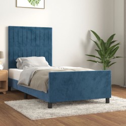 vidaXL Bettgestell mit Kopfteil Dunkelblau 90x190 cm Samt