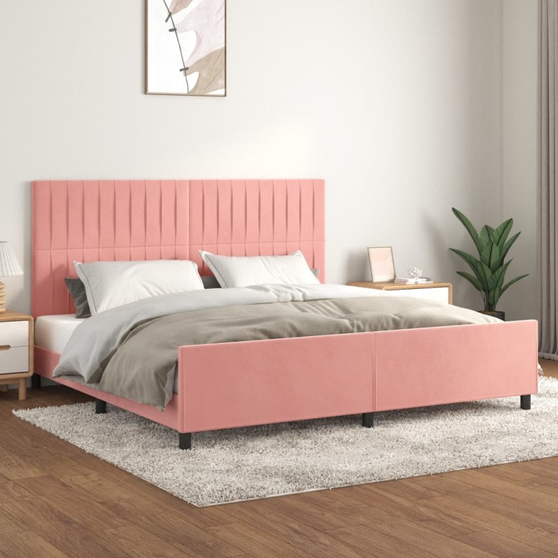 vidaXL Bettgestell mit Kopfteil Rosa 200x200 cm Samt vidaXL Bettgestell mit Kopfteil Rosa 200x200 cm Samt