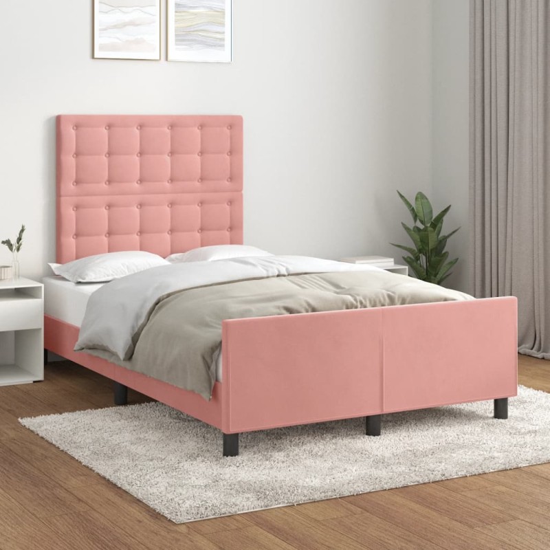 vidaXL Bettgestell mit Kopfteil Rosa 120x200 cm Samt vidaXL Bettgestell mit Kopfteil Rosa 120x200 cm Samt