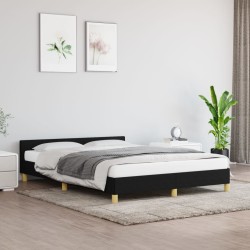 vidaXL Bettgestell mit Kopfteil Schwarz 140x190 cm Stoff