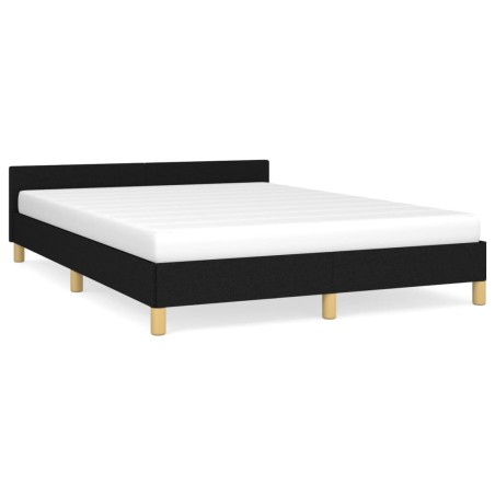 vidaXL Bettgestell mit Kopfteil Schwarz 140x190 cm Stoff