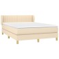 vidaXL Boxspringbett mit Matratze Creme 140x190 cm Stoff vidaXL Boxspringbett mit Matratze Creme 140x190 cm Stoff