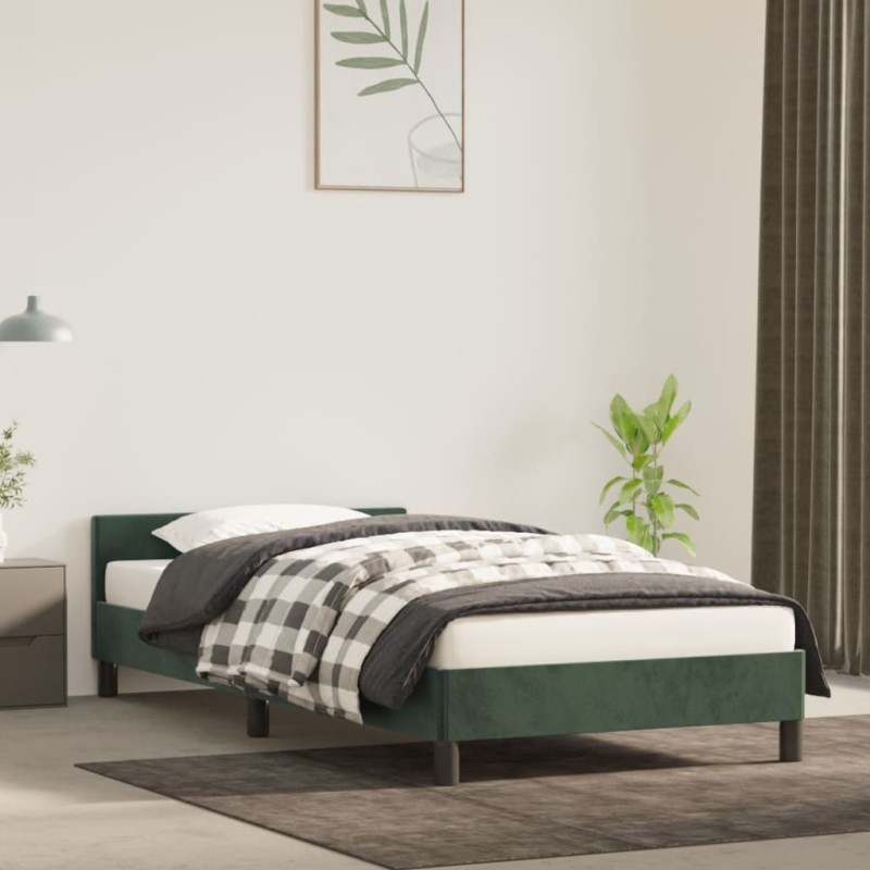 Bettgestell mit Kopfteil Dunkelgrün 100x200 cm Samt Bettgestell mit Kopfteil Dunkelgrün 100x200 cm Samt