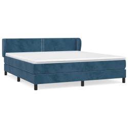 vidaXL Boxspringbett mit Matratze Dunkelblau 180x200 cm Samt