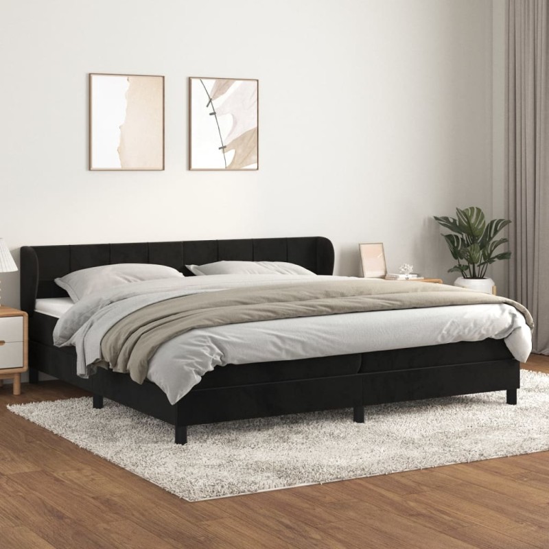 vidaXL Boxspringbett mit Matratze Schwarz 200x200 cm Samt vidaXL Boxspringbett mit Matratze Schwarz 200x200 cm Samt