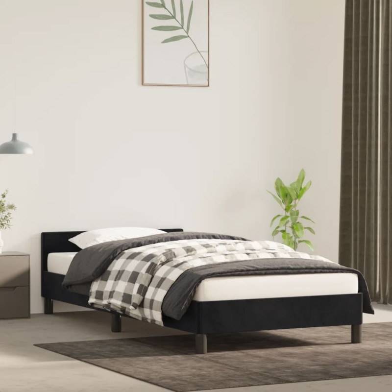 Bettgestell mit Kopfteil Schwarz 100x200 cm Samt Bettgestell mit Kopfteil Schwarz 100x200 cm Samt