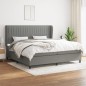 vidaXL Boxspringbett mit Matratze Dunkelgrau 200x200 cm Stoff vidaXL Boxspringbett mit Matratze Dunkelgrau 200x200 cm Stoff