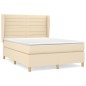 vidaXL Boxspringbett mit Matratze Creme 140x190 cm Stoff vidaXL Boxspringbett mit Matratze Creme 140x190 cm Stoff