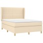 vidaXL Boxspringbett mit Matratze Creme 140x190 cm Stoff vidaXL Boxspringbett mit Matratze Creme 140x190 cm Stoff