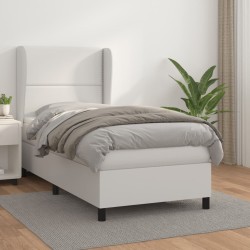 vidaXL Boxspringbett mit Matratze Weiß 80x200 cm Kunstleder