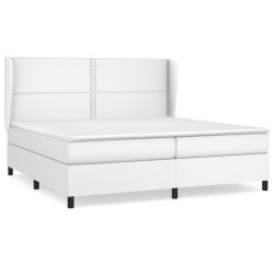 vidaXL Boxspringbett mit Matratze Weiß 200x200 cm Kunstleder