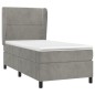 vidaXL Boxspringbett mit Matratze Hellgrau 90x190 cm Samt vidaXL Boxspringbett mit Matratze Hellgrau 90x190 cm Samt