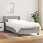 vidaXL Boxspringbett mit Matratze Hellgrau 90x190 cm Stoff vidaXL Boxspringbett mit Matratze Hellgrau 90x190 cm Stoff
