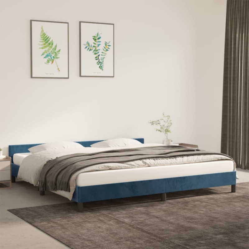 Bettgestell mit Kopfteil Dunkelblau 200x200 cm Samt Bettgestell mit Kopfteil Dunkelblau 200x200 cm Samt