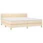 vidaXL Boxspringbett mit Matratze Creme 200x200 cm Stoff vidaXL Boxspringbett mit Matratze Creme 200x200 cm Stoff