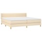 vidaXL Boxspringbett mit Matratze Creme 200x200 cm Stoff vidaXL Boxspringbett mit Matratze Creme 200x200 cm Stoff
