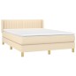 vidaXL Boxspringbett mit Matratze Creme 140x200 cm Stoff vidaXL Boxspringbett mit Matratze Creme 140x200 cm Stoff