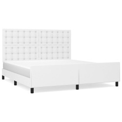 vidaXL Bettgestell mit Kopfteil Weiß 160x200 cm Kunstleder