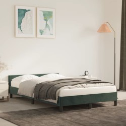 vidaXL Bettgestell mit Kopfteil Dunkelgrün 120x200 cm Samt