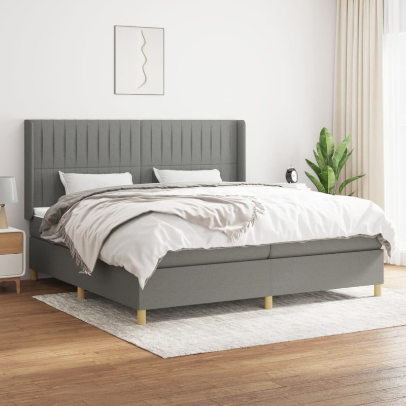vidaXL Boxspringbett mit Matratze Dunkelgrau 200x200 cm Stoff vidaXL Boxspringbett mit Matratze Dunkelgrau 200x200 cm Stoff