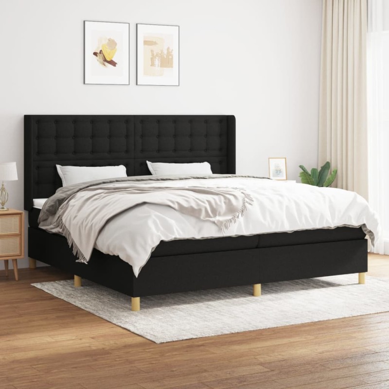 vidaXL Boxspringbett mit Matratze Schwarz 200x200 cm Stoff vidaXL Boxspringbett mit Matratze Schwarz 200x200 cm Stoff