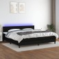 vidaXL Boxspringbett mit Matratze & LED Schwarz 200x200 cm Stoff vidaXL Boxspringbett mit Matratze & LED Schwarz 200x200 cm Stoff