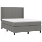 vidaXL Boxspringbett mit Matratze Dunkelgrau 140x200 cm Stoff vidaXL Boxspringbett mit Matratze Dunkelgrau 140x200 cm Stoff