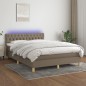 vidaXL Boxspringbett mit Matratze & LED Taupe 140x200 cm Stoff vidaXL Boxspringbett mit Matratze & LED Taupe 140x200 cm Stoff