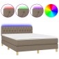 vidaXL Boxspringbett mit Matratze & LED Taupe 140x200 cm Stoff vidaXL Boxspringbett mit Matratze & LED Taupe 140x200 cm Stoff