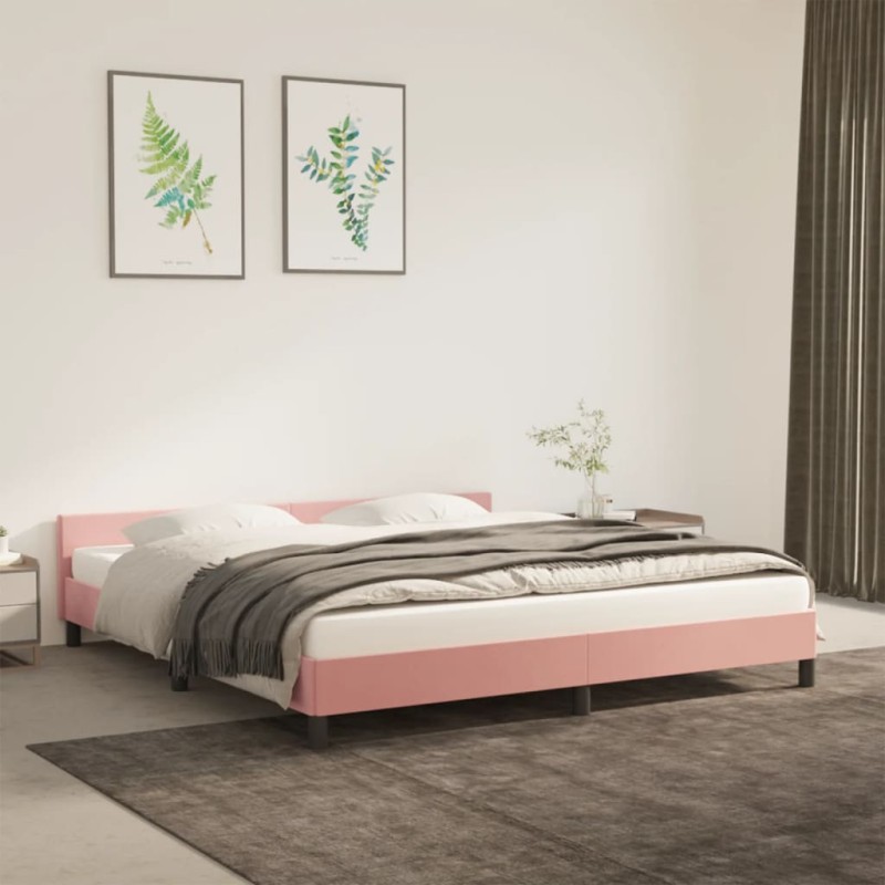 Bettgestell mit Kopfteil Rosa 160x200 cm Samt Bettgestell mit Kopfteil Rosa 160x200 cm Samt