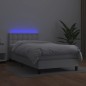 vidaXL Boxspringbett mit Matratze & LED Weiß 90x200 cm Kunstleder vidaXL Boxspringbett mit Matratze & LED Weiß 90x200 cm Kunstleder