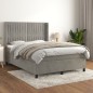 vidaXL Boxspringbett mit Matratze Hellgrau 140x200 cm Samt vidaXL Boxspringbett mit Matratze Hellgrau 140x200 cm Samt