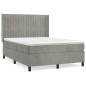 vidaXL Boxspringbett mit Matratze Hellgrau 140x200 cm Samt vidaXL Boxspringbett mit Matratze Hellgrau 140x200 cm Samt