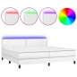 vidaXL Boxspringbett mit Matratze & LED Weiß 200x200 cm Kunstleder vidaXL Boxspringbett mit Matratze & LED Weiß 200x200 cm Kunstleder