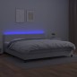 vidaXL Boxspringbett mit Matratze & LED Weiß 200x200 cm Kunstleder vidaXL Boxspringbett mit Matratze & LED Weiß 200x200 cm Kunstleder