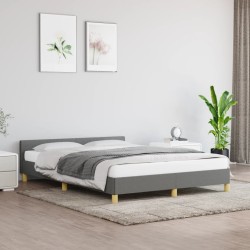 Bettgestell mit Kopfteil Dunkelgrau 140x190 cm Stoff