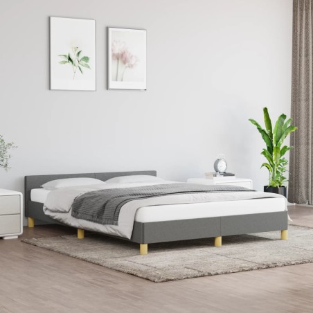 Bettgestell mit Kopfteil Dunkelgrau 140x190 cm Stoff