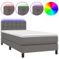 vidaXL Boxspringbett mit Matratze & LED Grau 90x190 cm Kunstleder vidaXL Boxspringbett mit Matratze & LED Grau 90x190 cm Kunstleder