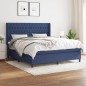 vidaXL Boxspringbett mit Matratze Blau 180x200 cm Stoff vidaXL Boxspringbett mit Matratze Blau 180x200 cm Stoff