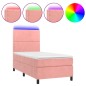 vidaXL Boxspringbett mit Matratze & LED Rosa 90x200 cm Samt vidaXL Boxspringbett mit Matratze & LED Rosa 90x200 cm Samt