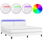 vidaXL Boxspringbett mit Matratze & LED Weiß 180x200 cm Kunstleder vidaXL Boxspringbett mit Matratze & LED Weiß 180x200 cm Kunstleder
