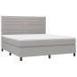 vidaXL Boxspringbett mit Matratze & LED Hellgrau 180x200 cm Stoff vidaXL Boxspringbett mit Matratze & LED Hellgrau 180x200 cm Stoff